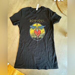 Bella Canvas airlume jersey Black Bon Jovi Graphic Tee medium women’s nwot